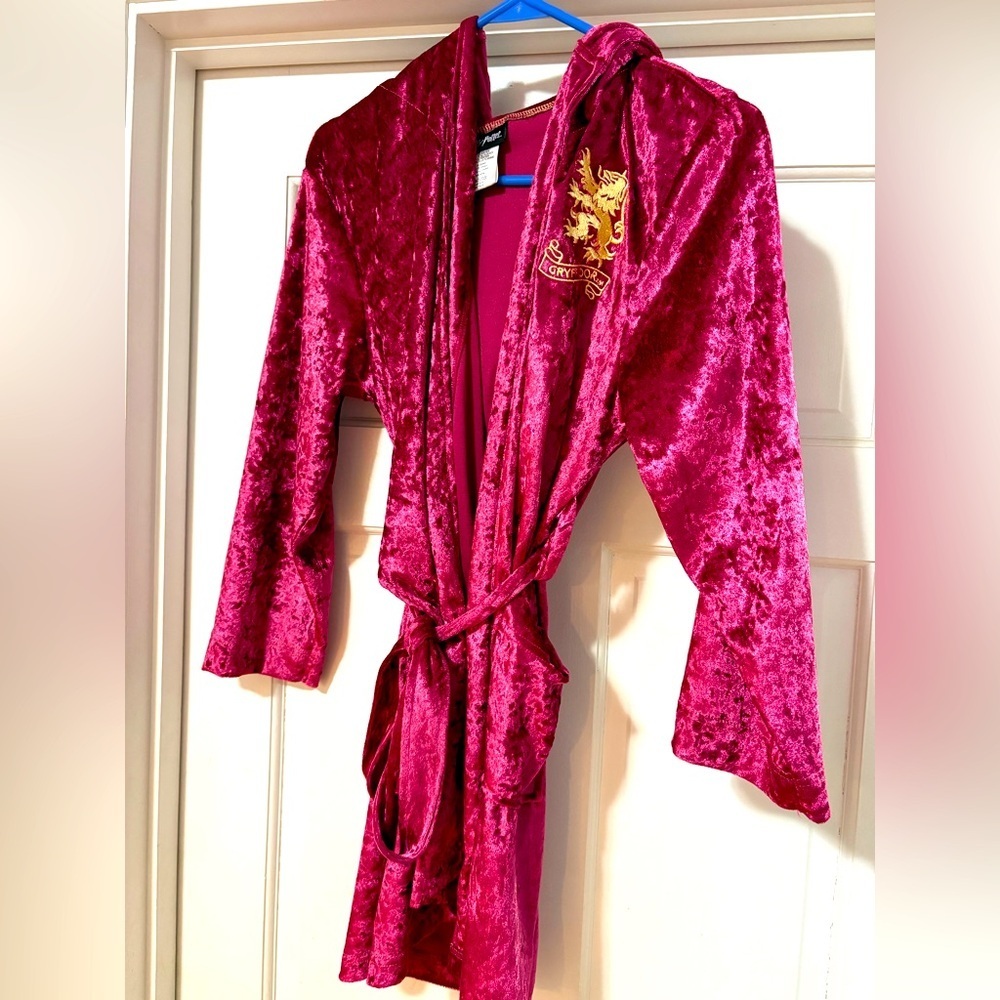 Harry Potter Red Velvet Robe with Gold Lion Crest Gryffindor Pjammy